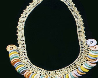 Collar de botones de ganchillo - Pastel Jewelry PATRÓN / INSTRUCCIONES