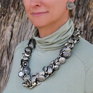 Silver Button Necklace Button Rope Necklace PATTERN / INSTRUCTIONS
