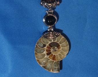 Ammonite and Black Onyx Pendant