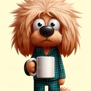 Funny Dog with Coffee Iron-on Transfer: DTF Decal