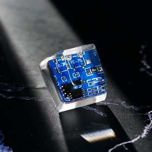 1u Blue Circuit Board Chip Keycap, Artisan Resin Keycap, Keycap for MX Cherry Switches Mechanical Keyboard, Gift for Him computer nerd