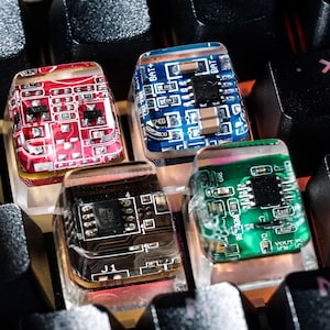 Recycled Real MainBoard Circuit Board Chip Keycap Artisan Resin Keycap for MX Cherry Switches Mechanical Keyboard Gift for Him computer nerd