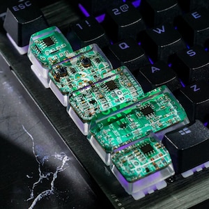 Real Recycled Circuit Board Chip Keycap Artisan Resin Keycap for MX Cherry Switches Mechanical Keyboard Gift for Him computer nerd
