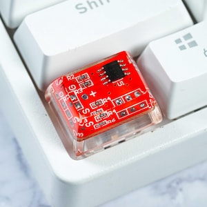 1.25u Red Recycled Real blue MainBoard Circuit Board Keycap, Artisan Resin Keycap for MX Cherry Switches Mechanical Keyboard, Gift for BF