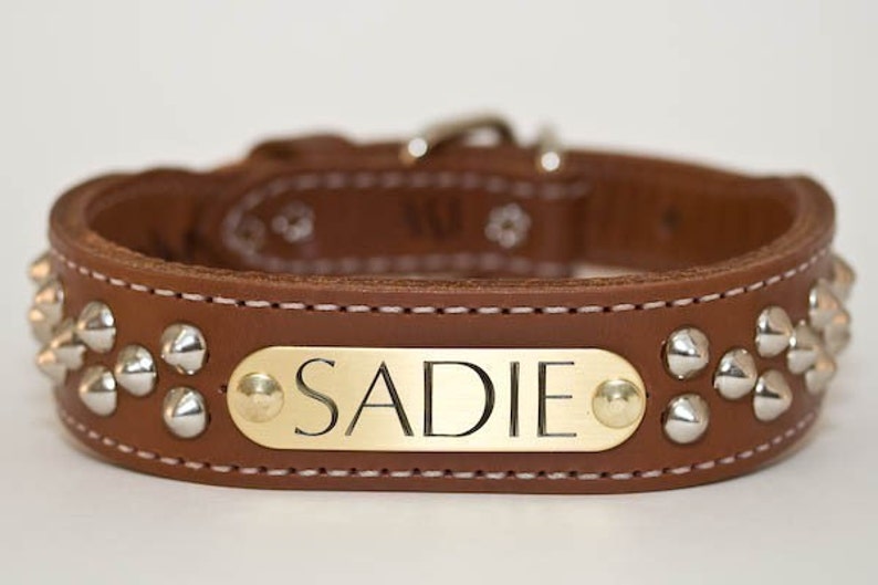 Personalized Leather Dog Collar, Engraved Dog Collar, Dog Collar 2 inch Dog Collar Leather Personalized Custom Engraved Real Solid Leather image 3