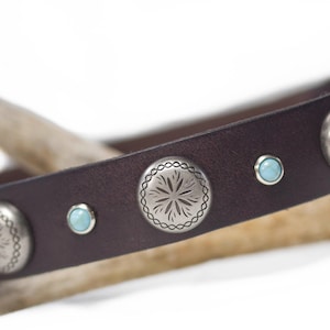 Western Leather Dog Collar, 1 inch Dog Collar, Goat Collar, Puppy Collar, Custom Collar, Pet Collar, Southwest Turquoise, Dog Collar