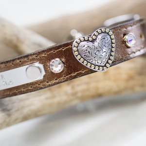 Dog Collar, Personalized Collar, Heart dog Collar, Crystal Collar, Dog Collar Personalized,  Basic Dog Collar, Leather Dog Collar, 3/4 inch