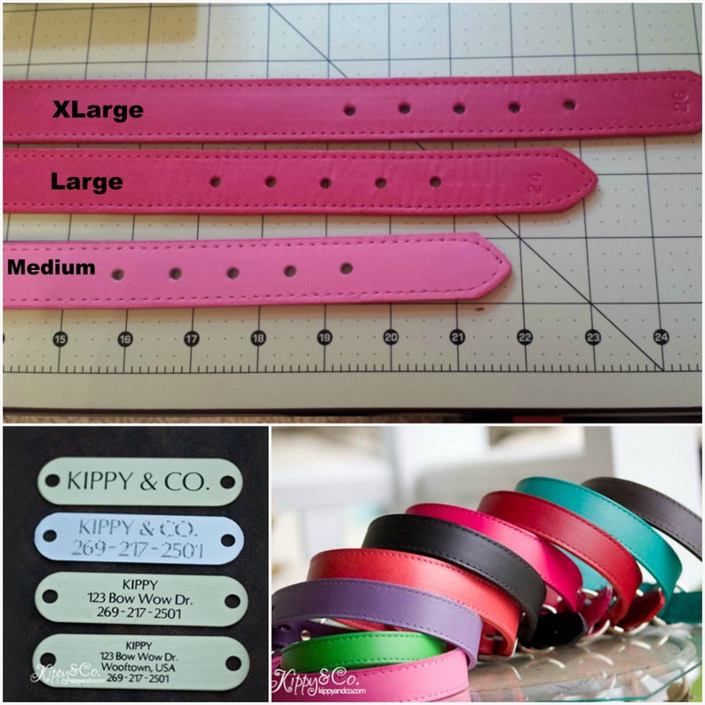 Dog Collar With Name Plate Pink Dog Collar Personalized Etsy