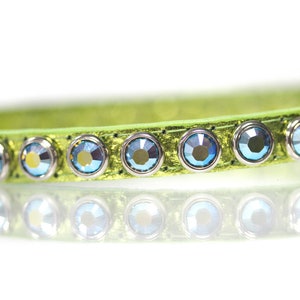 Small Crystal Collar, Tiny Collar, Collar With Name, Thin Leather Collar, Ferret Collar, Chihuahua Leather Collar, Crystal Collar