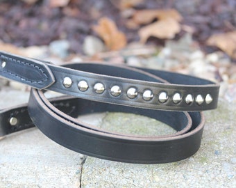 Leather Dog Leash, Leather Leash with studs, Custom Leather Leash, 4 ft. Leather Leash, 6 ft. Leather Leash, Handmade Leather Walking Leash