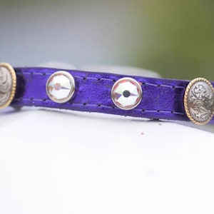 Tiny Chihuahua Dog Collar, Teacup Dog Collar, Chihuahua Leather Dog Collar, Ferret Collar Leather, Crystal  Concho Leather Dog Collar