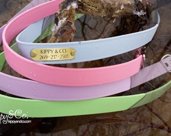 Personalized Biothane Waterproof Dog Collar, Engraved Nameplate