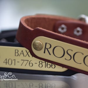 Dog Collar Personalized, Dog Collar Personalized Leather Dog Collar, Engraved Name Plate Dog Collar, Personalized Leather Dog Collar image 1