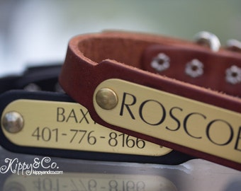 Dog Collar Personalized, Dog Collar Personalized Leather Dog Collar, Engraved Name Plate Dog Collar, Personalized Leather Dog Collar