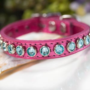 Dog Collar Small Dog, Crystal Collar, Collar with Gems, Leather Dog Collar with Swarovski Crystal, Handmade Sparkle Collar, Dog Collar Girl