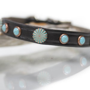 Leather Patina Dog Collar, Leather Collar, 1/2 inch wide, Dog Collar, Personalized Collar, Turquoise Patina, Thin Leather, Puppy Collar