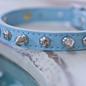 Small Leather Collar, Spike Dog Collar, Leather Spike Collar, Dog Collar with Spikes, Thin Collar, 1/2 inch collar, safety spike collar