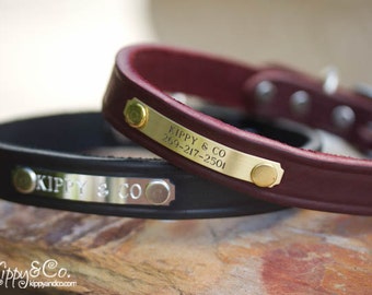 Dog Collar, Leather Dog Collar, Personalized Dog Collar, Dog Tag, Engraved Dog Collar, Puppy Collar, Custom Dog Collar, Pet Collar, Dog Gift