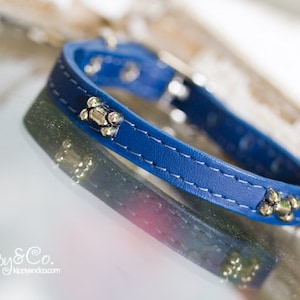 Teacup Dog Collar, Leather Dog Collar, Chihuahua Collar, Cat Collar, Ferret Collar, Tiny Dog Collar, Small Collar with Bones, Small Leather