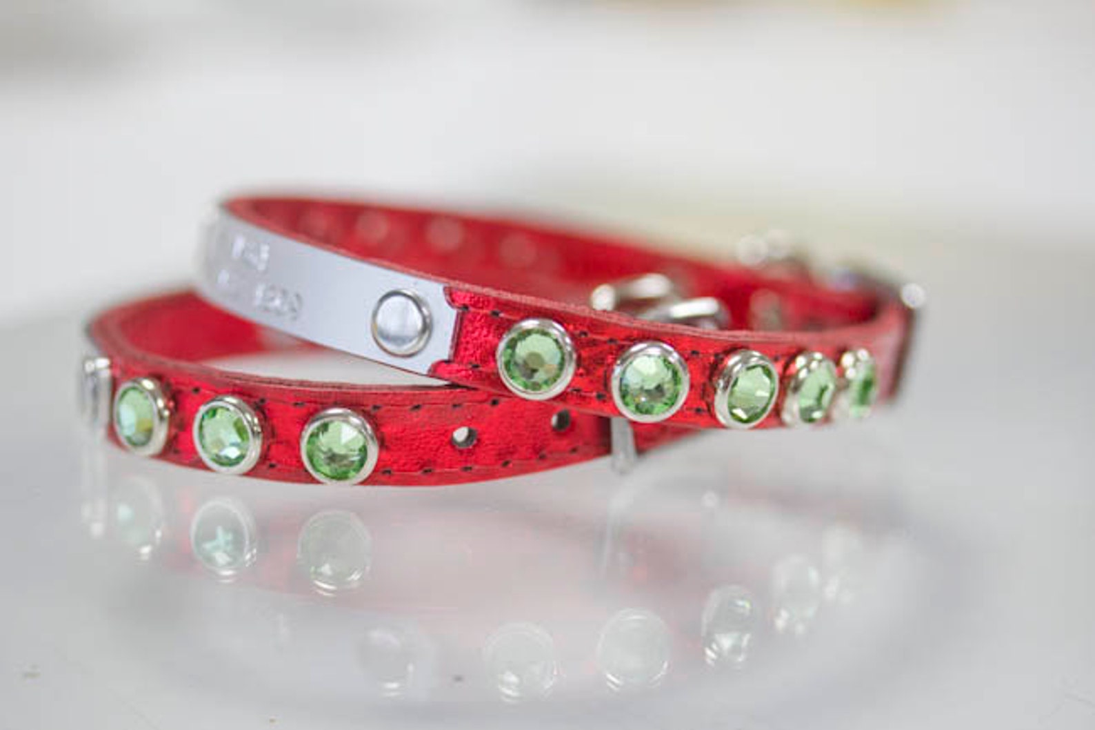 Red Leather Dog Collar Metallic Red Dog Collar Dog Collar Etsy