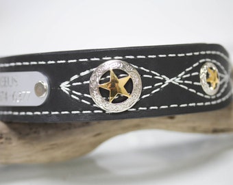 Texas Star Collar with Personalized name plate, Leather Concho Dog Collar, Personalized Dog Collar, Leather Dog Collar, Texas Dog Collar