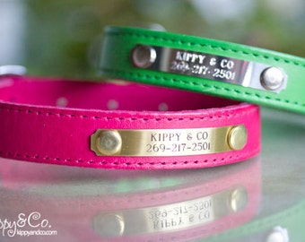 Personalisierte Leder Hundehalsband, graviertes Namensschild