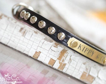 Studded Dog Collar, Engraved Dog Collar, Studded Collar, Personalized Dog Collar, Custom Dog Collar, Leather Dog Collar, Studded Leather