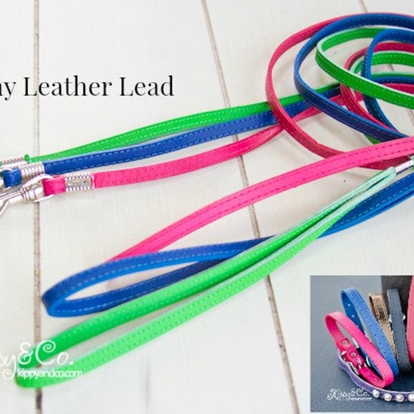 Tiny Chihuahua Leather Leash, Thin Leather leash, Small Clasp Leash, Small Leather Leash, Chihuahua Leather Leash, Tiny Teacup Leather Leash