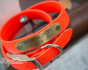 Bright Orange Waterproof Dog Collar with Engraved Nameplate