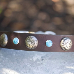 Southwest Leather Dog Collar, 1 inch Dog Collar, Puppy Collar, Custom Collar, Western Leather Collar, Cowboy Collar, Southwest Turquoise