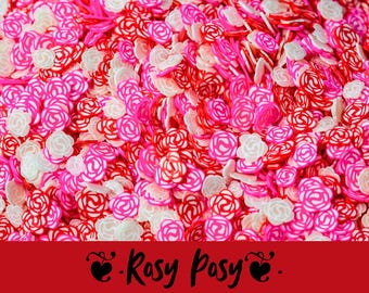 Red, Pink and White Roses - Polymer Clay Slices for Crafts Resin, Tumblers, Charm Fillers, Slime, Decoden, Embellishments, Nail Art & More