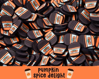 Pumpkin Spice Polymer Clay Slices – Fall Coffee Cup Sprinkles for Crafts, Resin, Slime & More