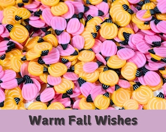 Pink & Orange Fall Pumpkins Polymer Clay Slices for Crafts, Resin, Tumblers, Slime, Decoden, Nail Art, Decorations and More