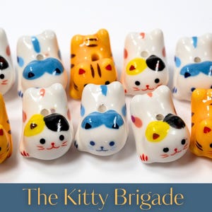 Cat Beads Ceramic Kitty Beads for Jewelry Making Earrings Bracelets Necklaces Keychain Crafts DIY Gifts Cute Craft Supplies