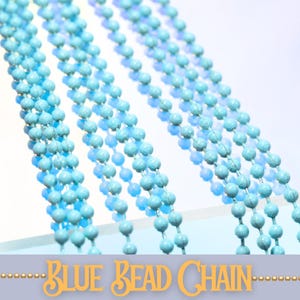 Baby Blue Ball Chain Necklace - 24 inches long - 4 Chains with Connectors - Use in Necklaces, Bracelets & Keychains