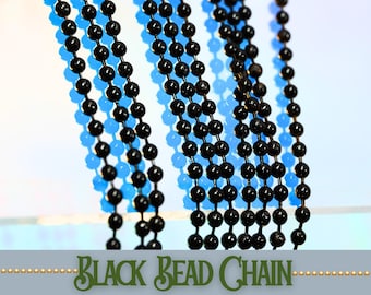 Black Ball Chain Necklace - 24 inches long - 4 Chains with Connectors - Use in Necklaces, Bracelets & Keychains