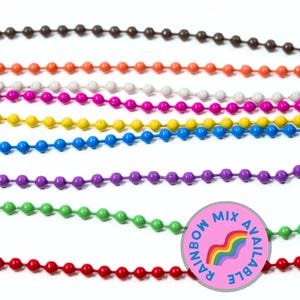 Colorful Ball Chain Necklaces - 24 Inches Long - 4 Single-Color Chains with Connectors or Choose Rainbow Mix (6 Chains)