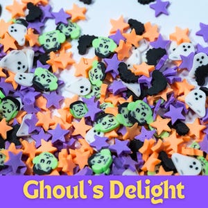 Spooky Polymer Clay Slices for Halloween Creations - Frankenstein, Ghosts, Bats & Stars Polymer Clay Sprinkles