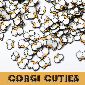 Adorables chaussons corgi, paillettes de pâte polymère : embellissements amusants pour résine, décoration d'ongles, slime, décodeur, gobelets et plus encore ! Taille 5 mm