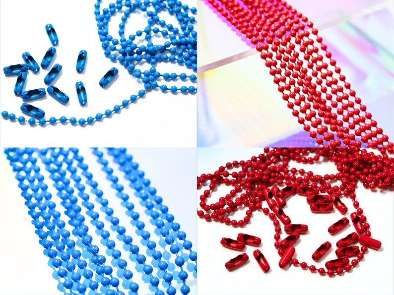 Colorful Ball Chain Necklaces - 24 Inches Long - 4 Single-color Chains ...