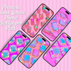 Phone Wallpaper Bundle Gem & Rhinestones, Sparkly Gem Aesthetic, Princesscore Vibes, Glam Pink Wallpaper Set, iOS and Android Lock Screen