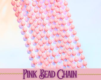 Pastel Pink Rose Ball Chain Necklace - 24 inches long - 4 Chains with Connectors - Use in Necklaces, Bracelets & Keychains