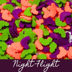 Vibrant Bat Sprinkles Trio for Halloween Crafting Fun - 10mm Polymer Clay Sprinkles in Green, Purple & Orange