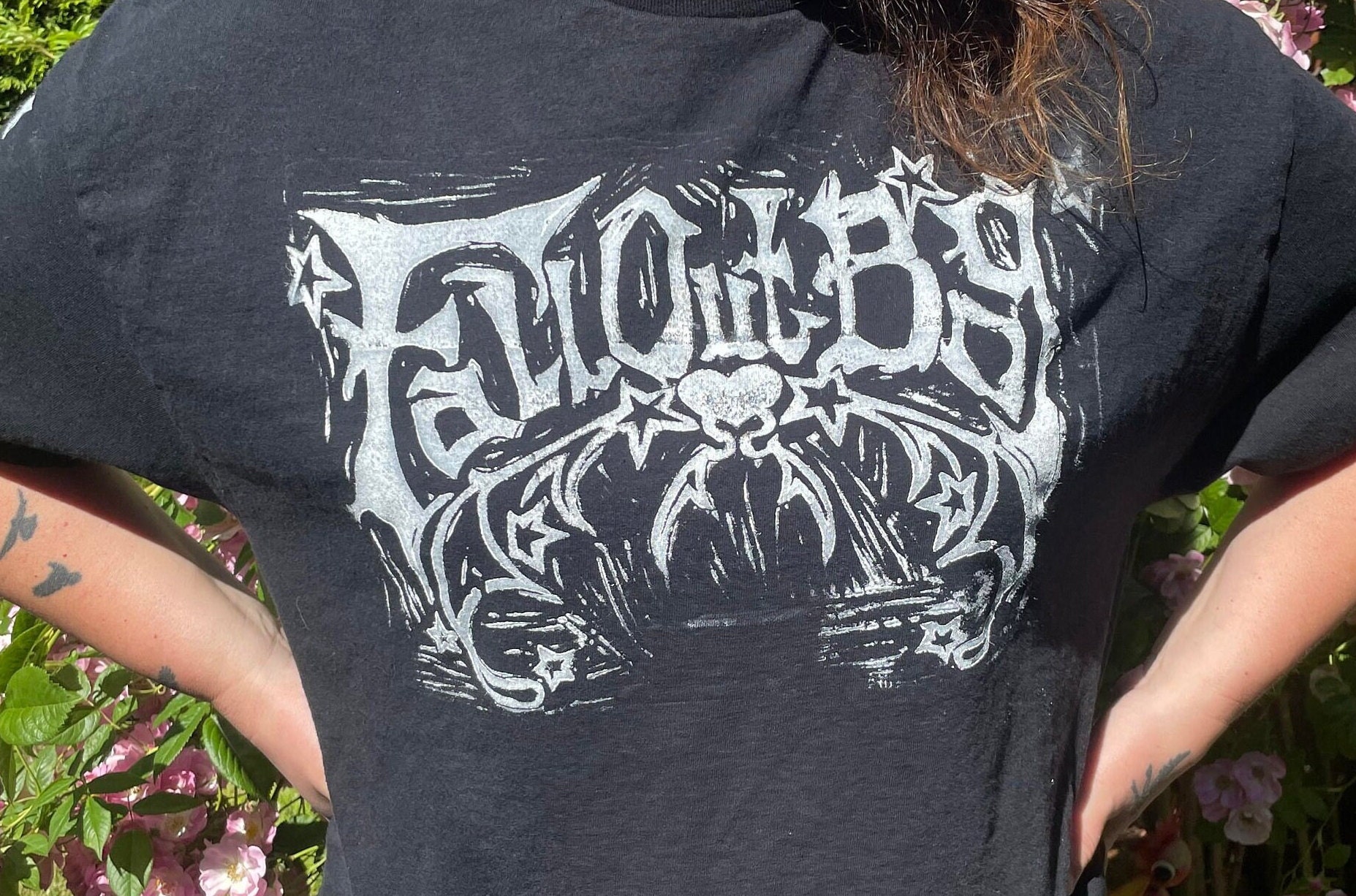 Fall Out Boy T-Shirt ~  Handmade Lino-Cut Print, Grunge Inspired, Y2K, Star, Vintage Look, Graphic T-Shirt, Cotton