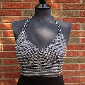 Chainmaille Top - Chainmaille Crop Top - Black Ice Eloxiertes Aluminium Chainmaille LARP Kostüm - Chainmail Top - Kettenpost Korsett