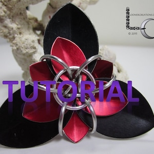 Tutorial de cota de malha - Looner Creations Trillium Scale Flower Tutorial de cota de malha - Tutorial de fabricação de joias - Faça você mesmo