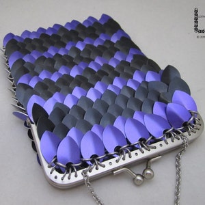 Chainmaille Purse - Black & Purple Scalemail Clutch Purse - Anodized Aluminum - Chainmaille Accessory