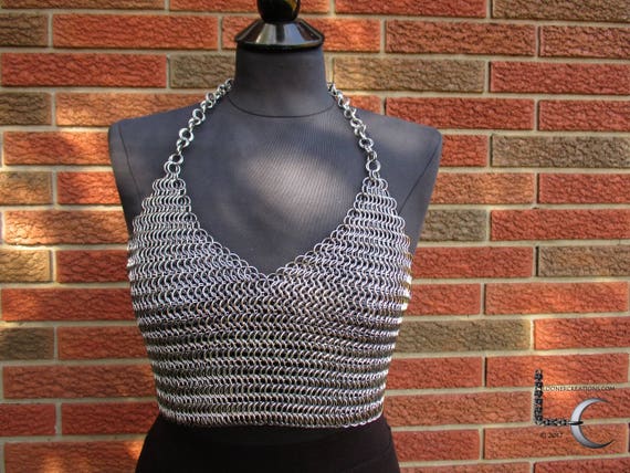 Chainmaille Top Chainmaille Crop Top Black Ice Anodized Aluminum  Chainmaille LARP Costume chainmail Top Chain Mail Corset -  Canada