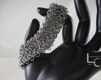 Chainmaille Bracelet - Stainless Steel Double Elf Weave Chainmaille Cuff Bracelet - Unisex - Chainmaille Jewelry - Stainless Steel Jewelry