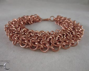 Chainmaille-armband - koperen maliënkolder - koperen sieraden - koperen armband - koperen steampunk-sieraden - uniseks